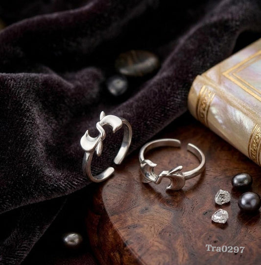 Elegant Sterling Silver Open-Work Decorative Toe Rings (Oxidized, Lightweight)