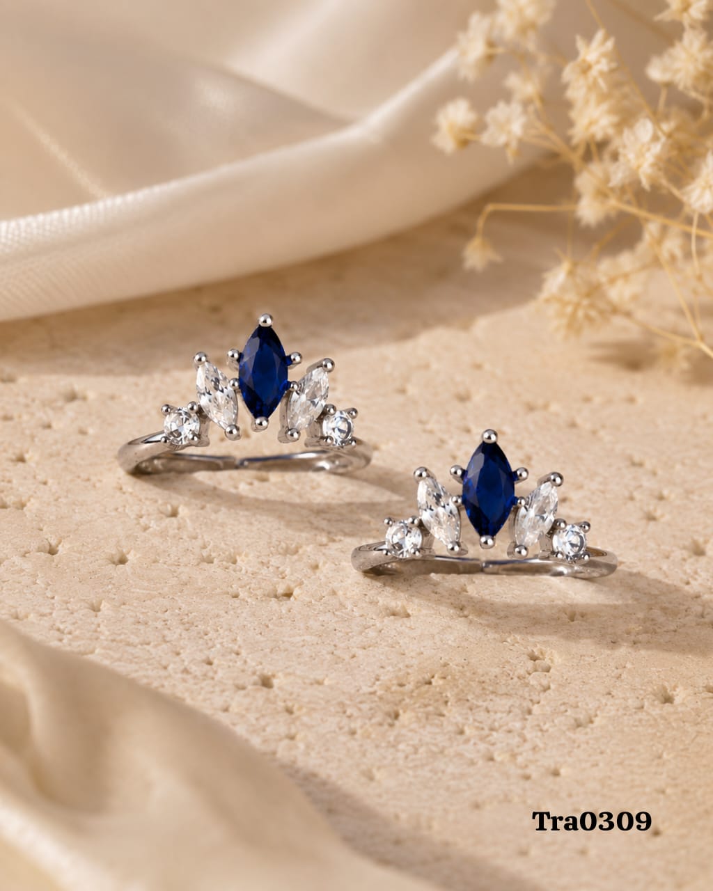 Sterling Silver blue stone Toe Rings