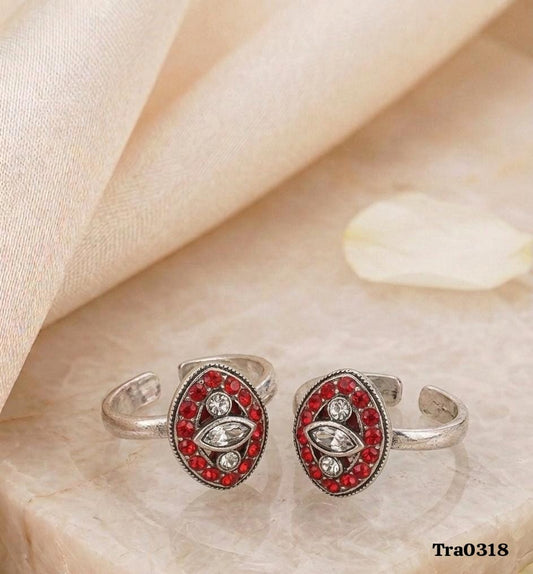 Sterling Silver eye-shaped stone Toe Rings