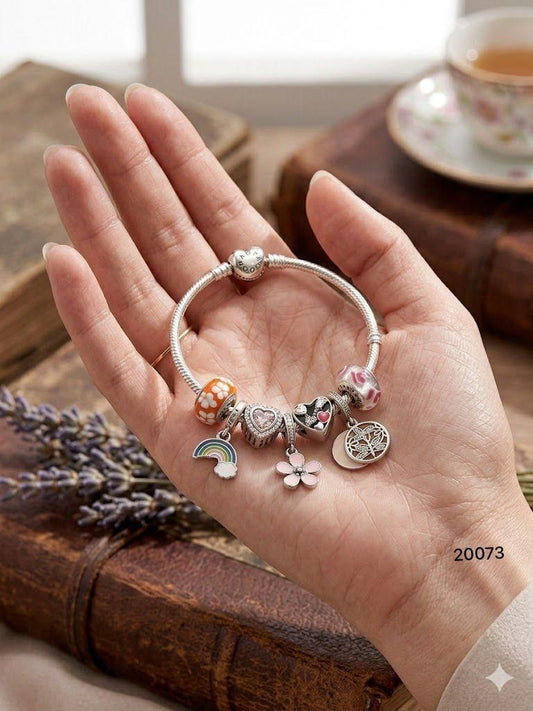 92.5 Sterling Silver Charm Bracelet – Rainbow & Butterfly