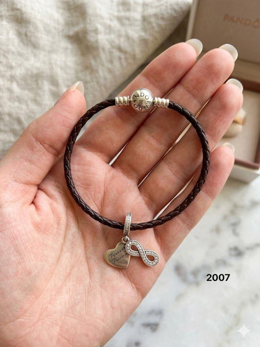 92.5 Sterling Silver & Leather Friendship Bracelet – Infinity & Forever Friends