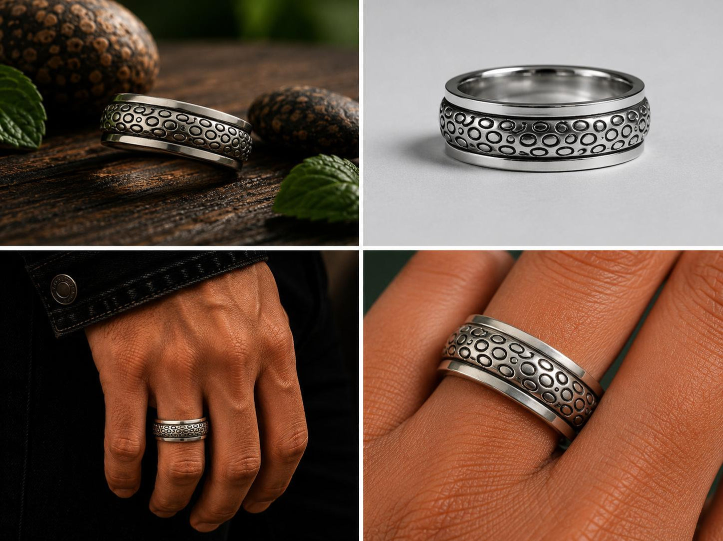 Sterling Silver Polka-Dot Spinner Ring
