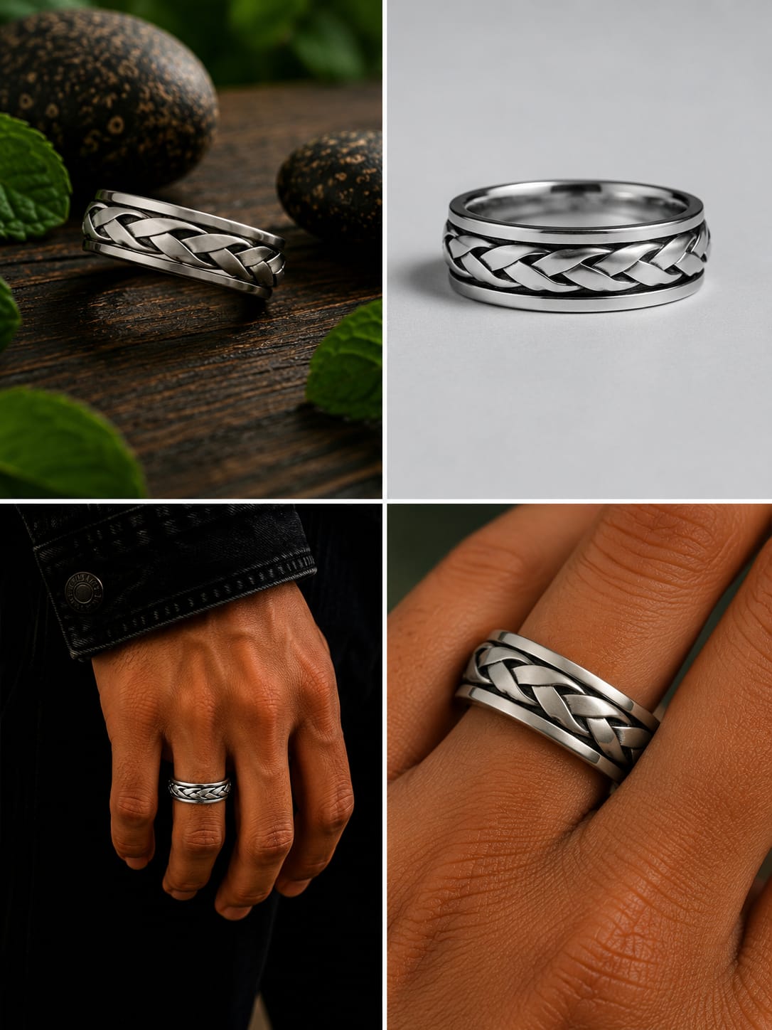 Sterling Silver Braided Spinner Ring