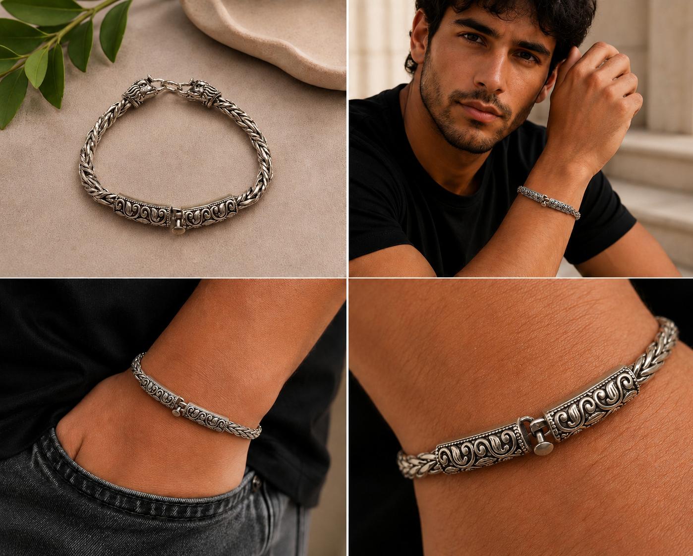 Men's Sterling Silver Elephant Bracelet