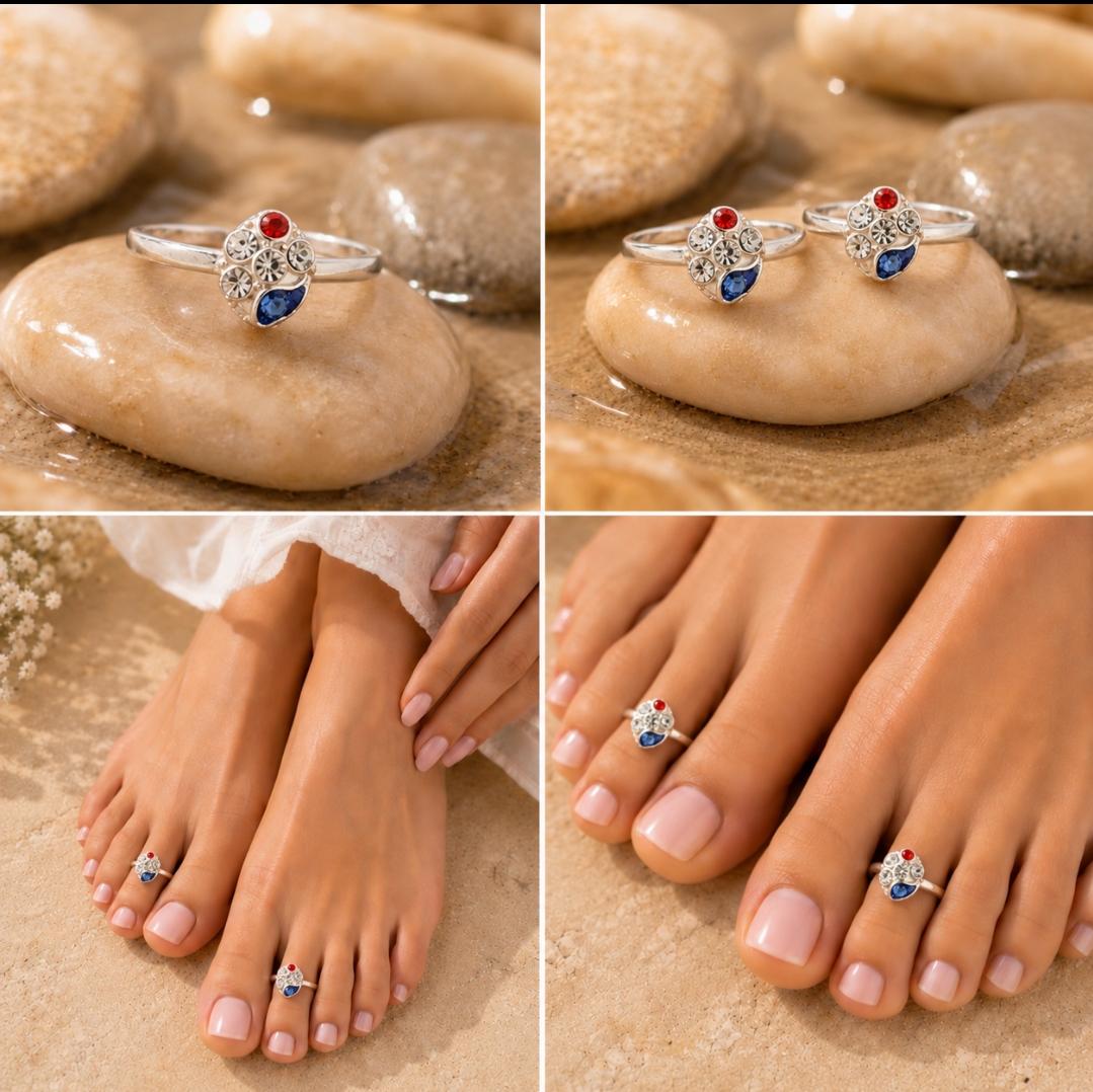 92.5 Sterling Silver Stone Toe Rings