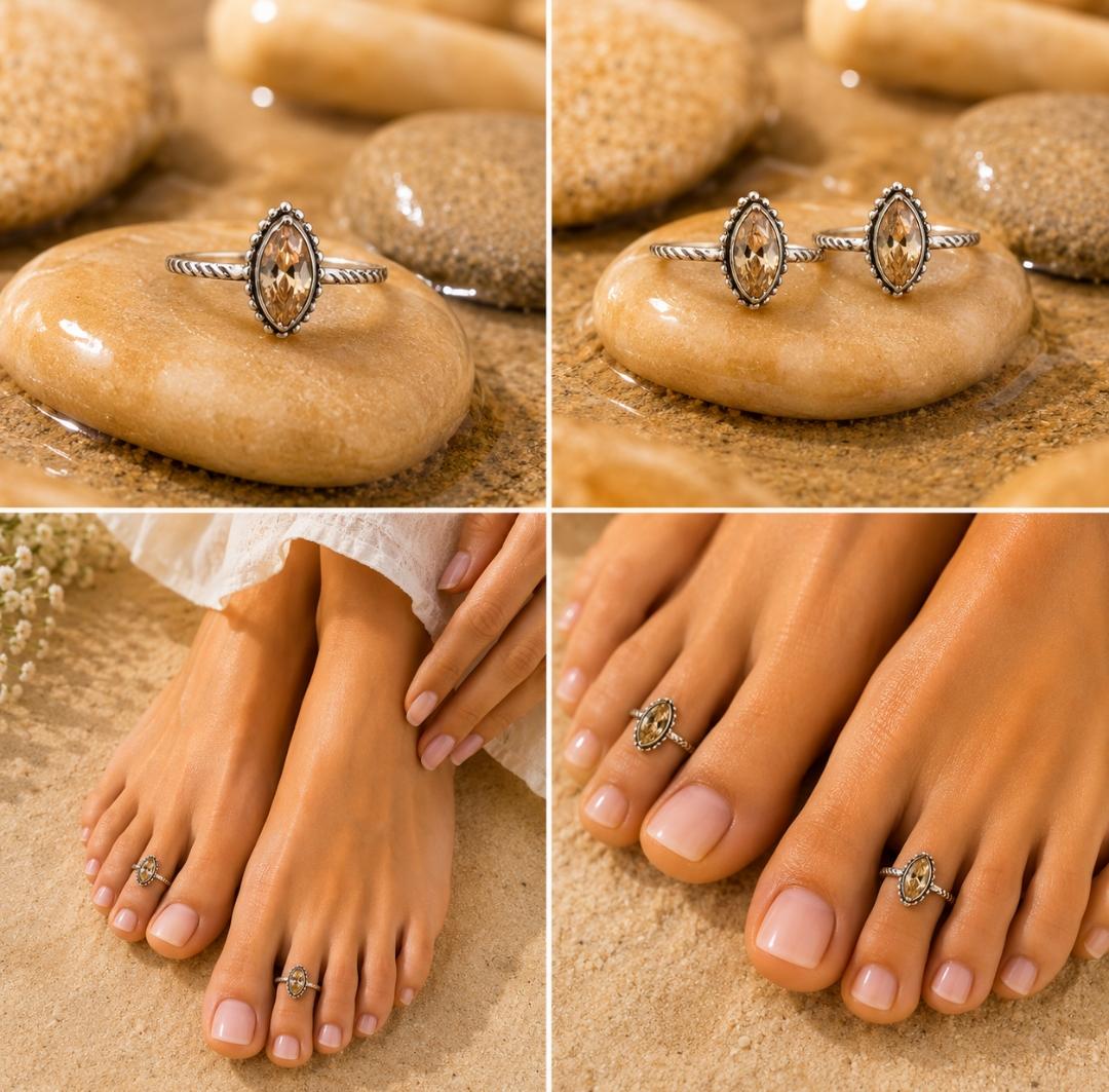 92.5 Sterling Silver Marquise Toe Rings