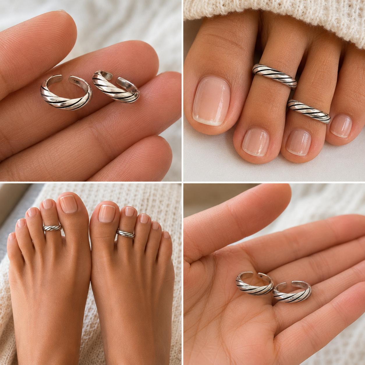 Elegant 92.5 Sterling Silver Toe Rings