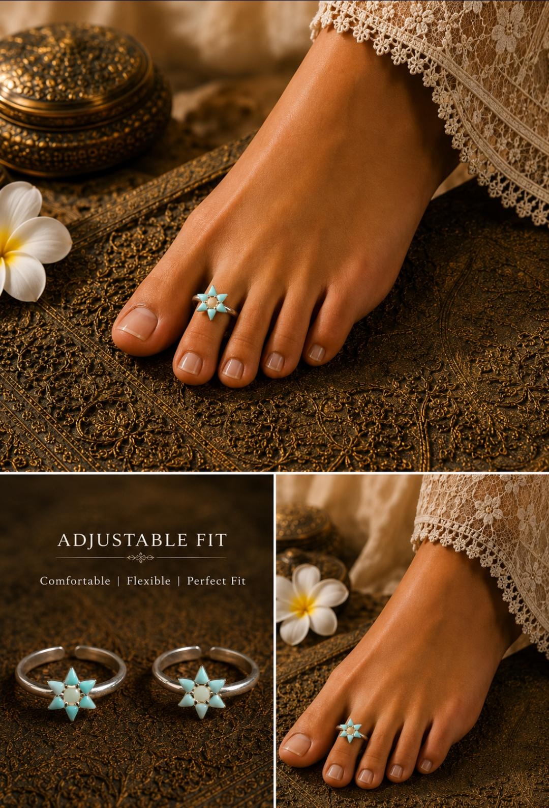 92.5 Sterling Silver Enamel Toe Rings