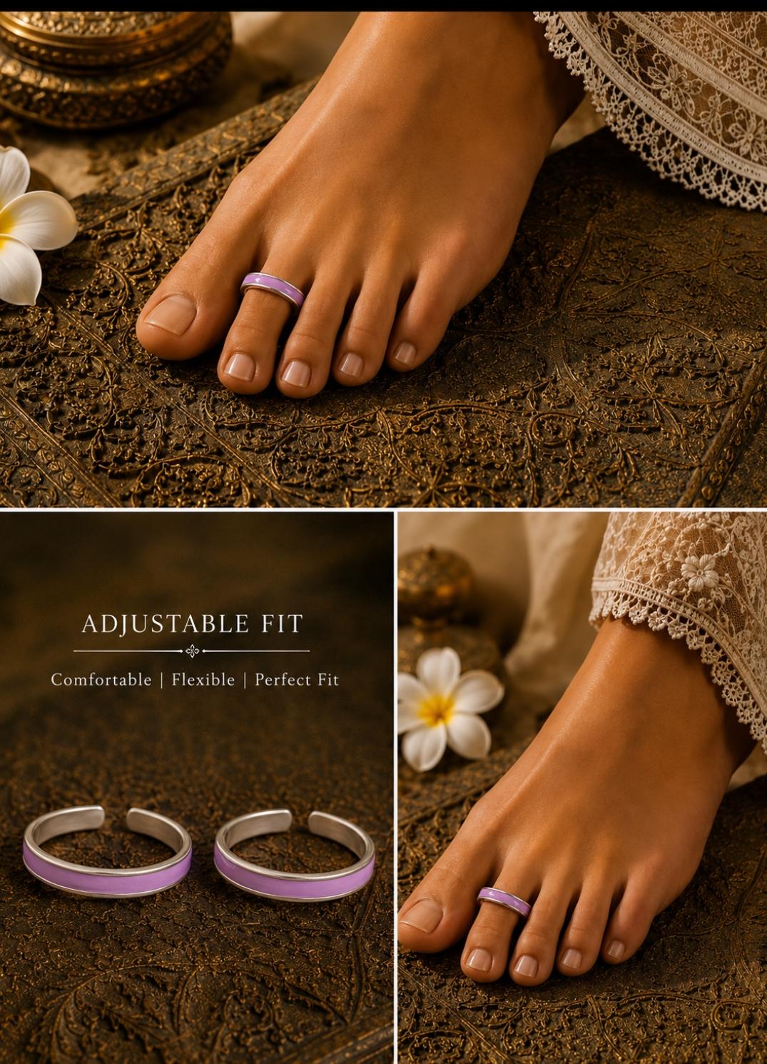 92.5 Sterling Silver Enamel Toe Rings