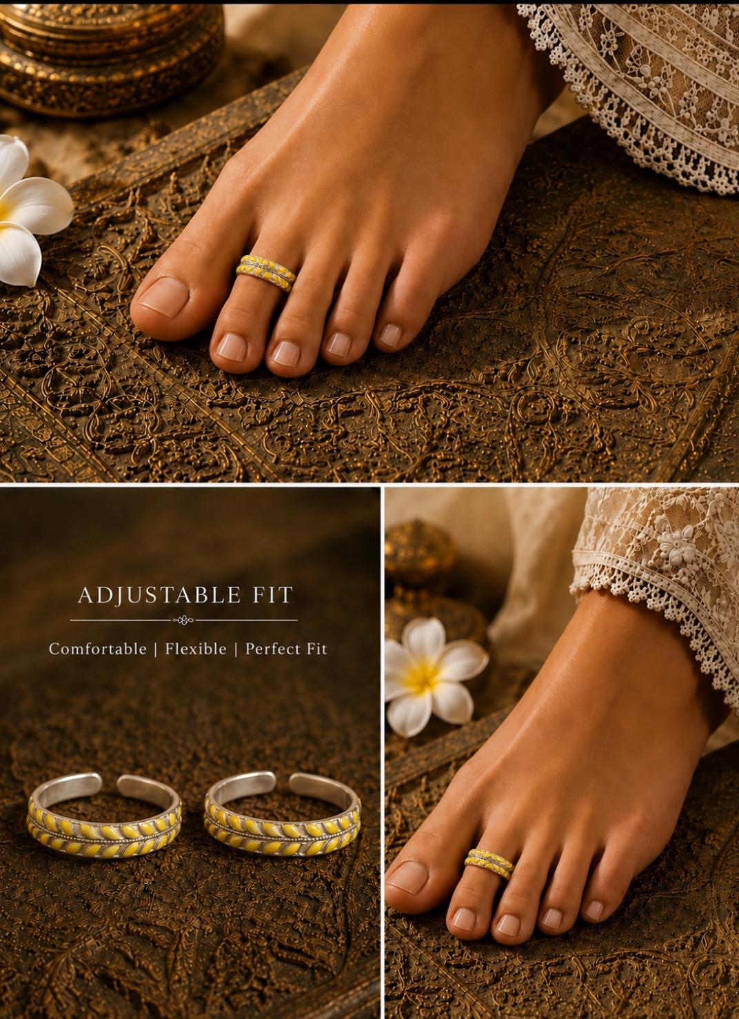 92.5 Sterling Silver Enamel Toe Rings
