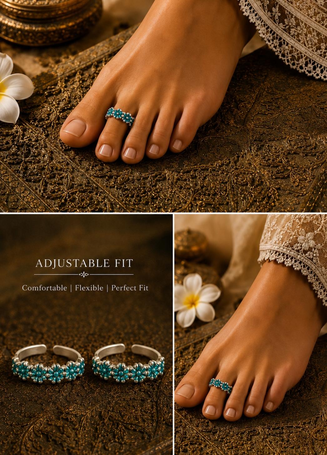92.5 Sterling Silver Enamel Toe Rings