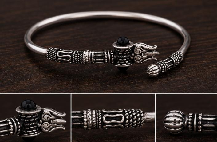 92.5 Sterling Silver Spiritual Unisex Trishul Kada