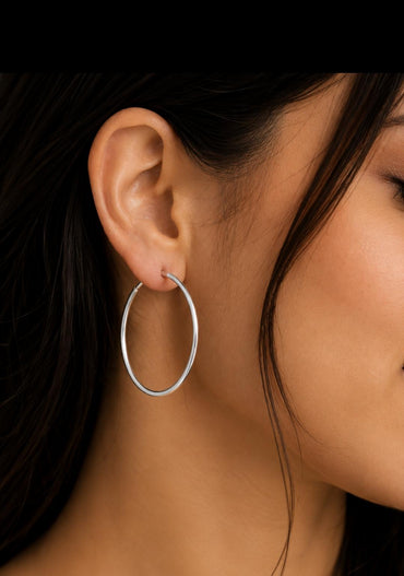 Classic Large Silver Hoop Earrings