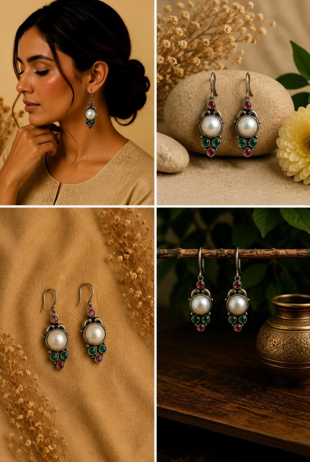Pearl & Multi-Stone Drop Earrings
