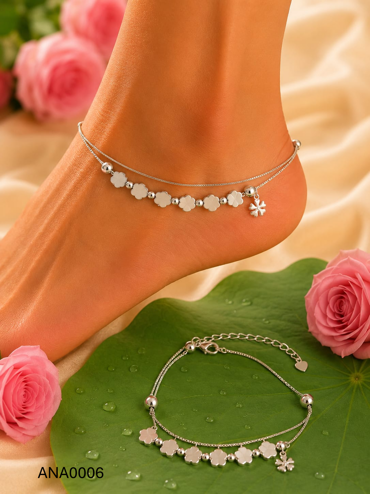 Layered Floral Anklet