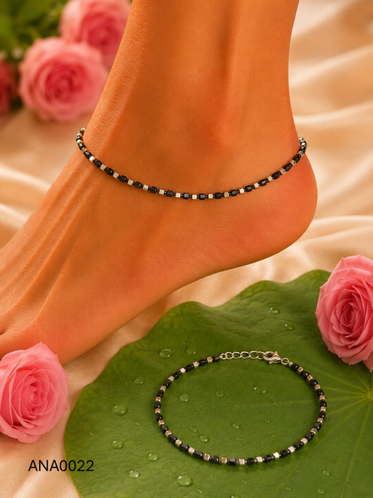 Minimalist Black Bead Anklet