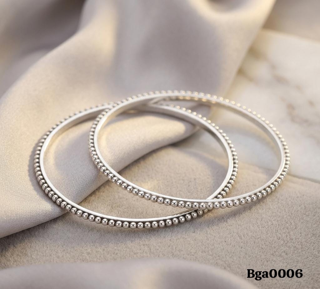 Minimalist Beaded Silver Bangles