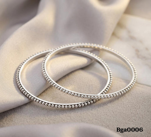 Minimalist Beaded Silver Bangles