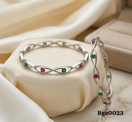 Interwoven Gemstone Bangle Set