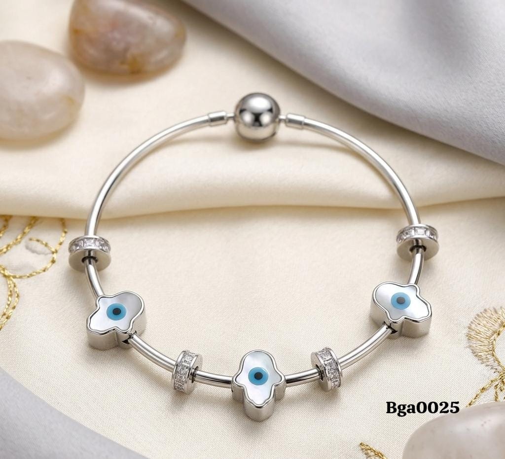 Evil Eye and Hamsa Charm Bangle