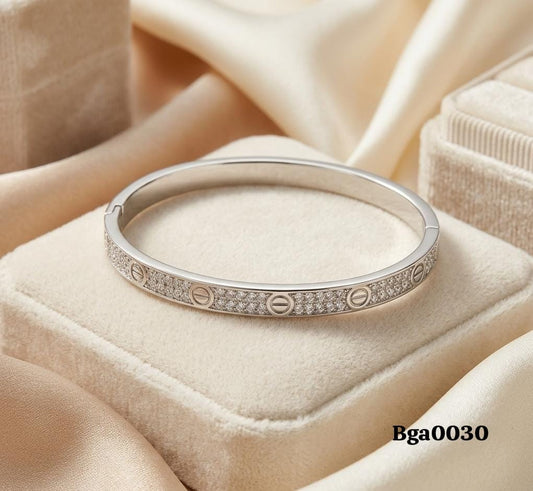 Screw Motif Pave Bangle