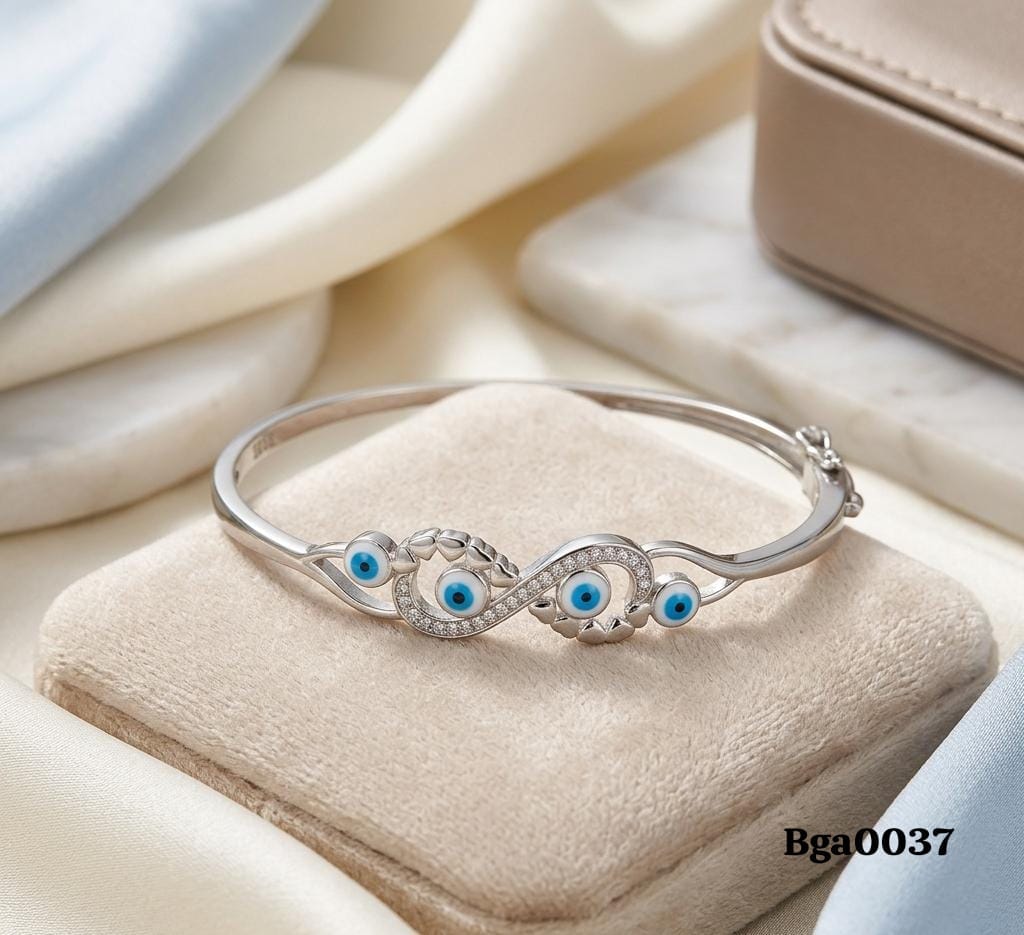 Infinity Evil Eye Motif Hinged Bangle
