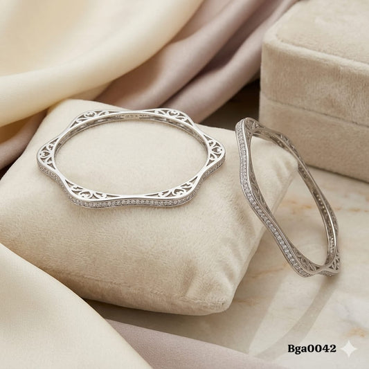 Filigree and Pave Bangle Set