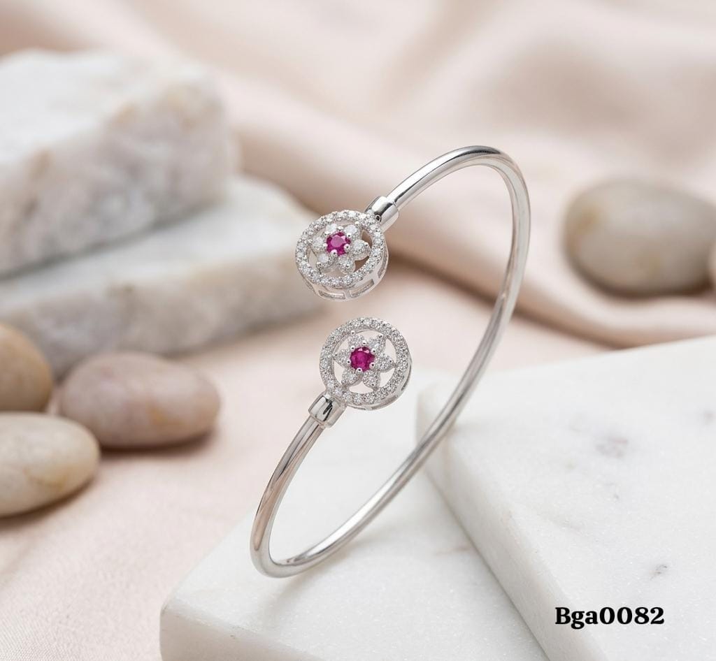 Floral Ruby and Zircon Adjustable Kada