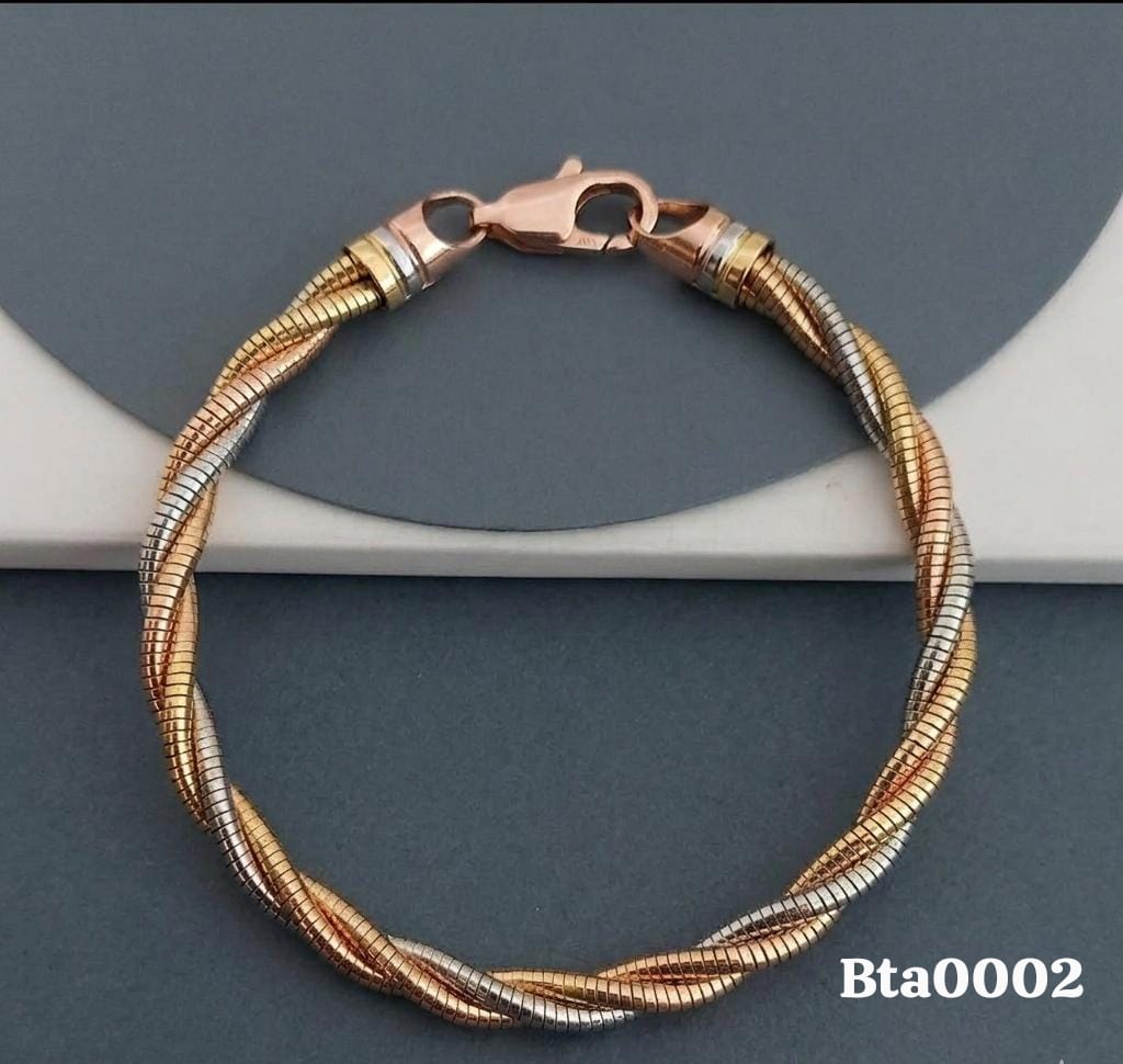 Tri-Tone Twisted Rope Bracelet