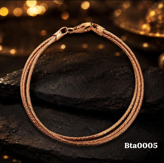Rose Gold-Tone Delicate Chain Sterling Silver Bracelet