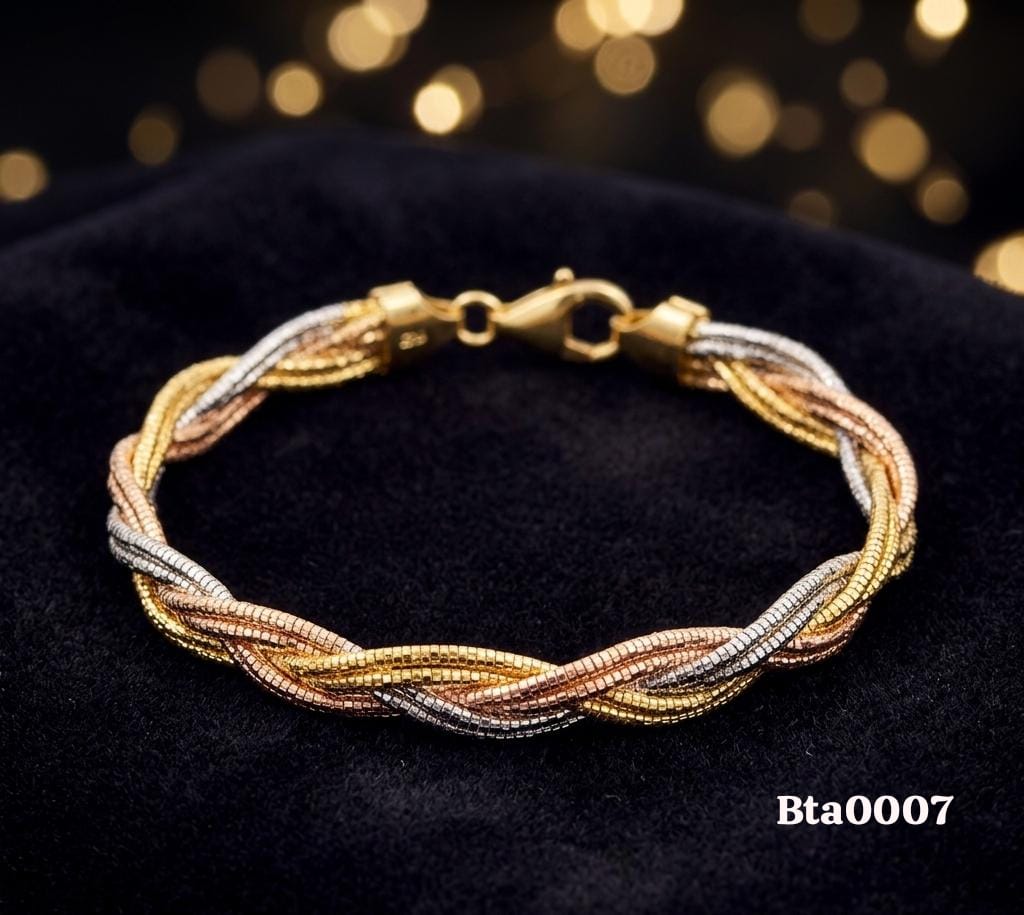 Tri-Tone Multi-Tone Twisted Rope Bracelet