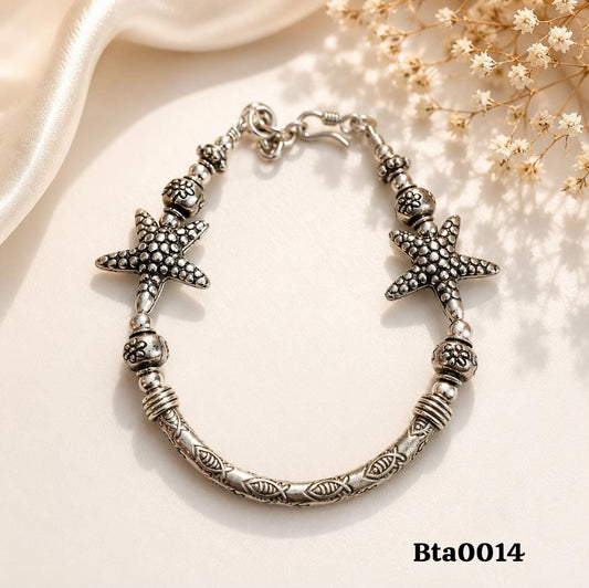 Starfish-Themed Sterling Silver Bracelet