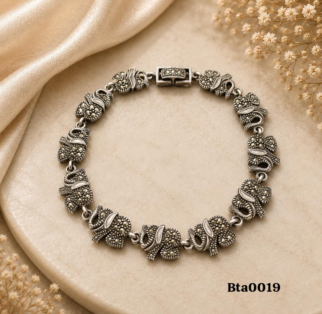 Elephant-Link Marcasite Bracelet