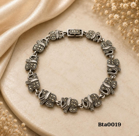 Elephant-Link Marcasite Bracelet