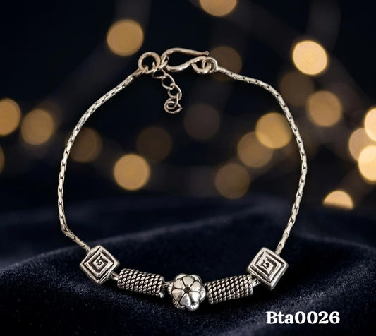 Decorative Bead Sterling Silver Bracelet