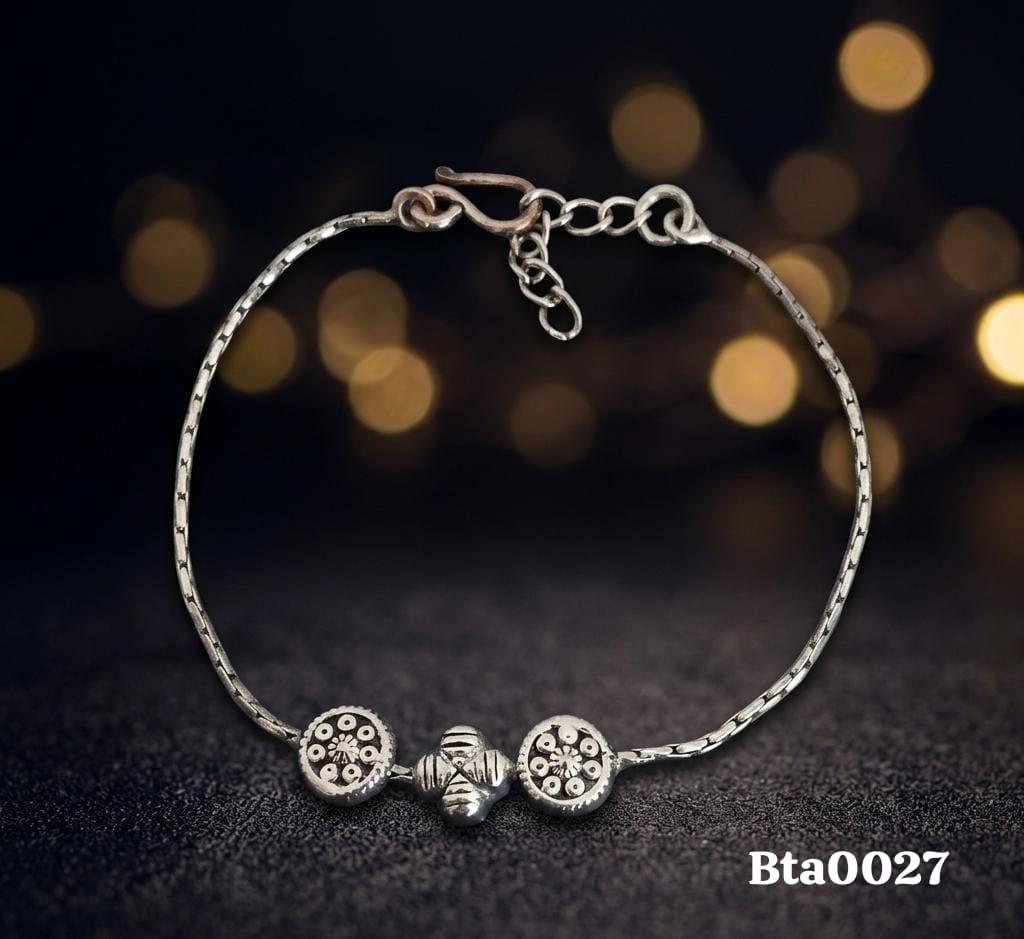 Floral Motif Sterling Silver Bracelet
