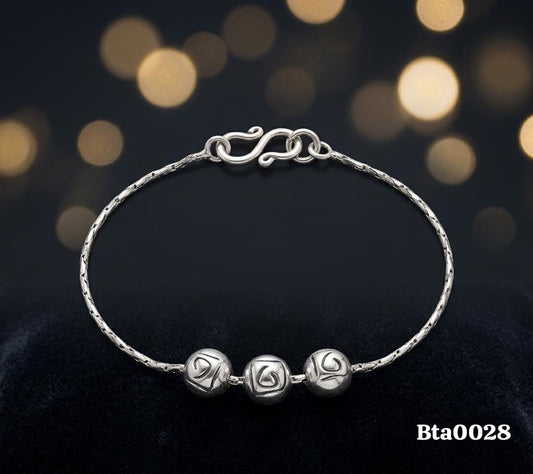 Patterned Bead Sterling Silver Bracelet