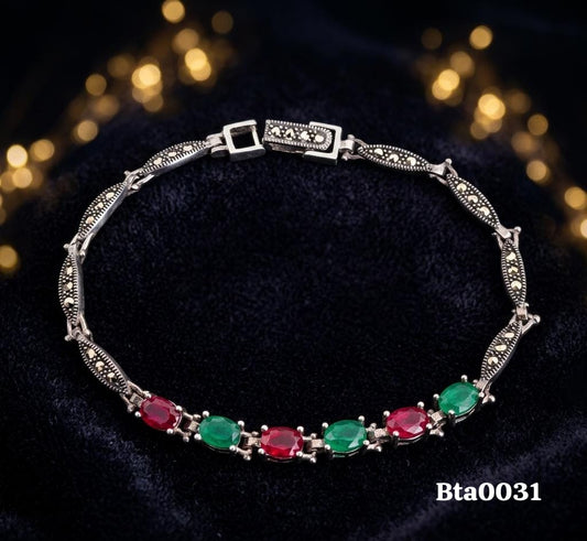 Elegant Sterling Silver & Gemstone Bracelet