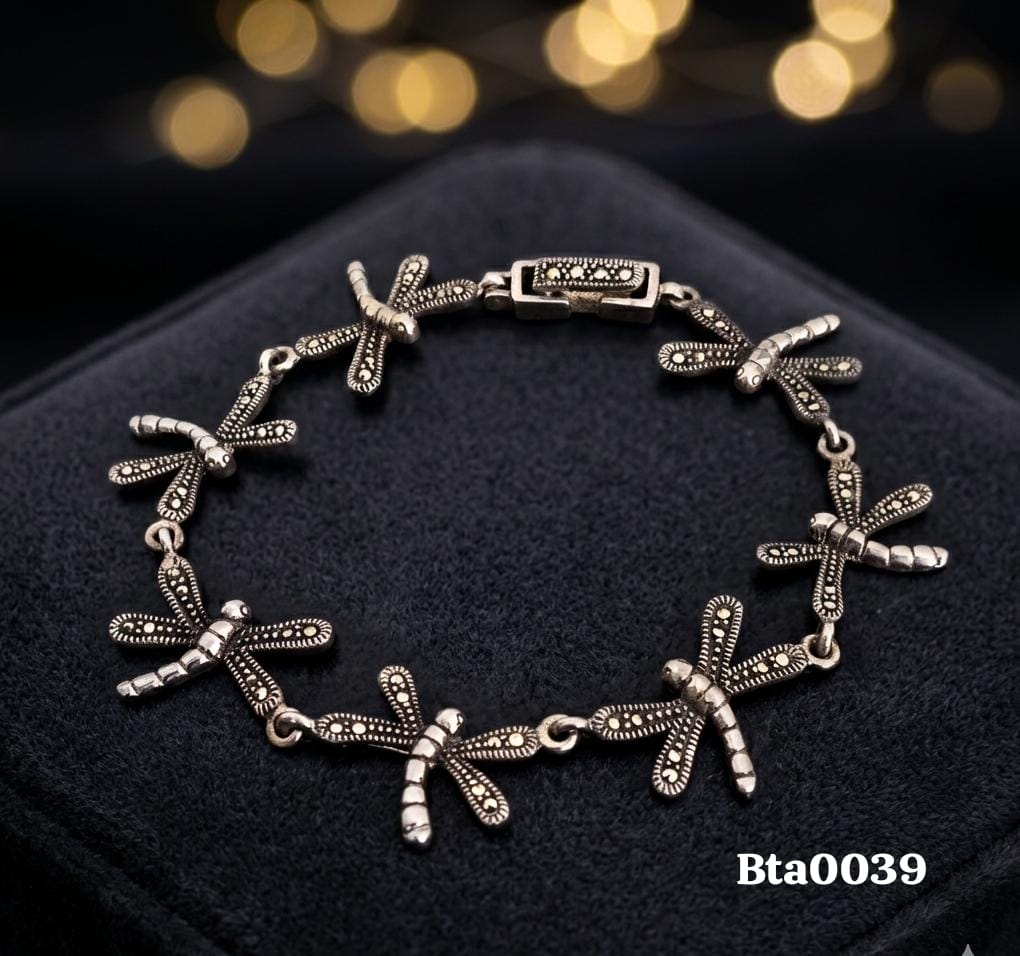 Elegant Dragonfly Sterling Silver Bracelet