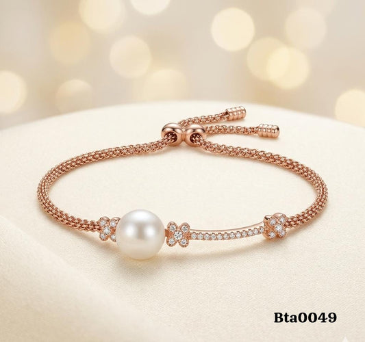 Elegant Rose Gold-Tone Pearl Bracelet