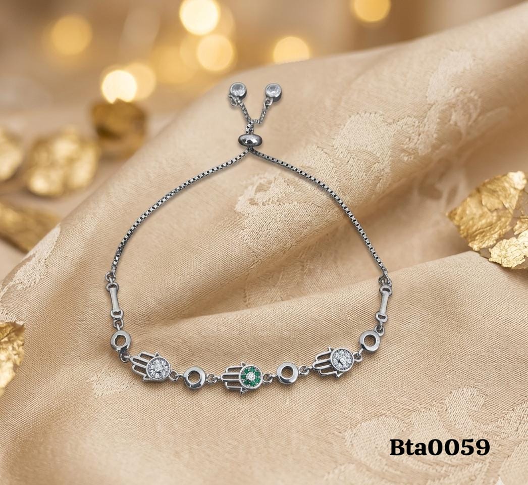 Elegant Hamsa Sterling Silver Bracelet