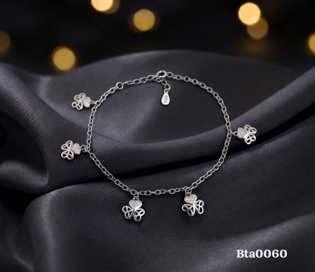 Charming Clover Sterling Silver Bracelet