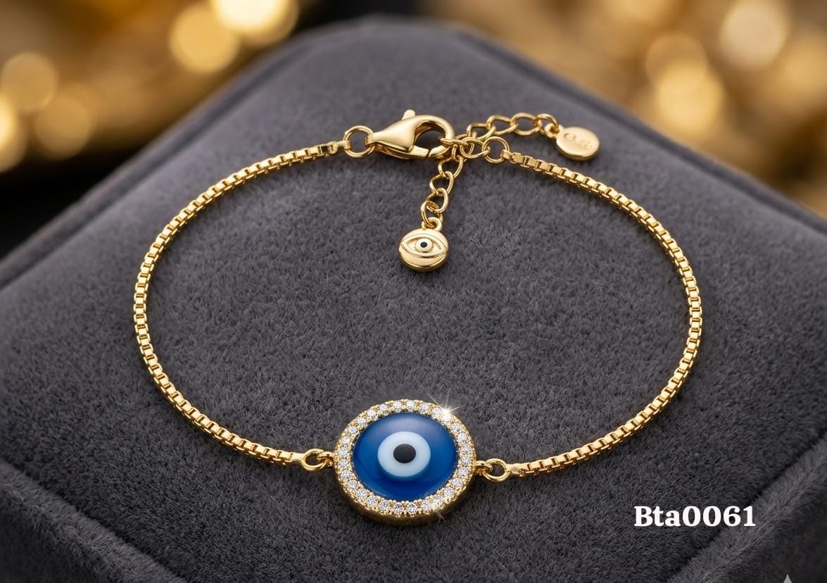 Elegant Evil Eye Motif Gold-Tone Bracelet