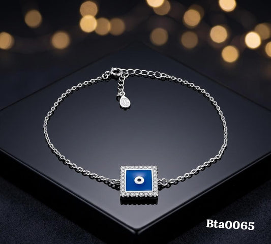 Geometric Evil Eye Sterling Silver Bracelet