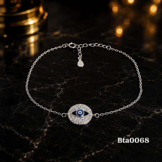 Circular Evil Eye Sterling Silver Bracelet