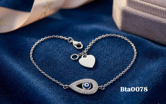 Teardrop Evil Eye Sterling Silver Bracelet