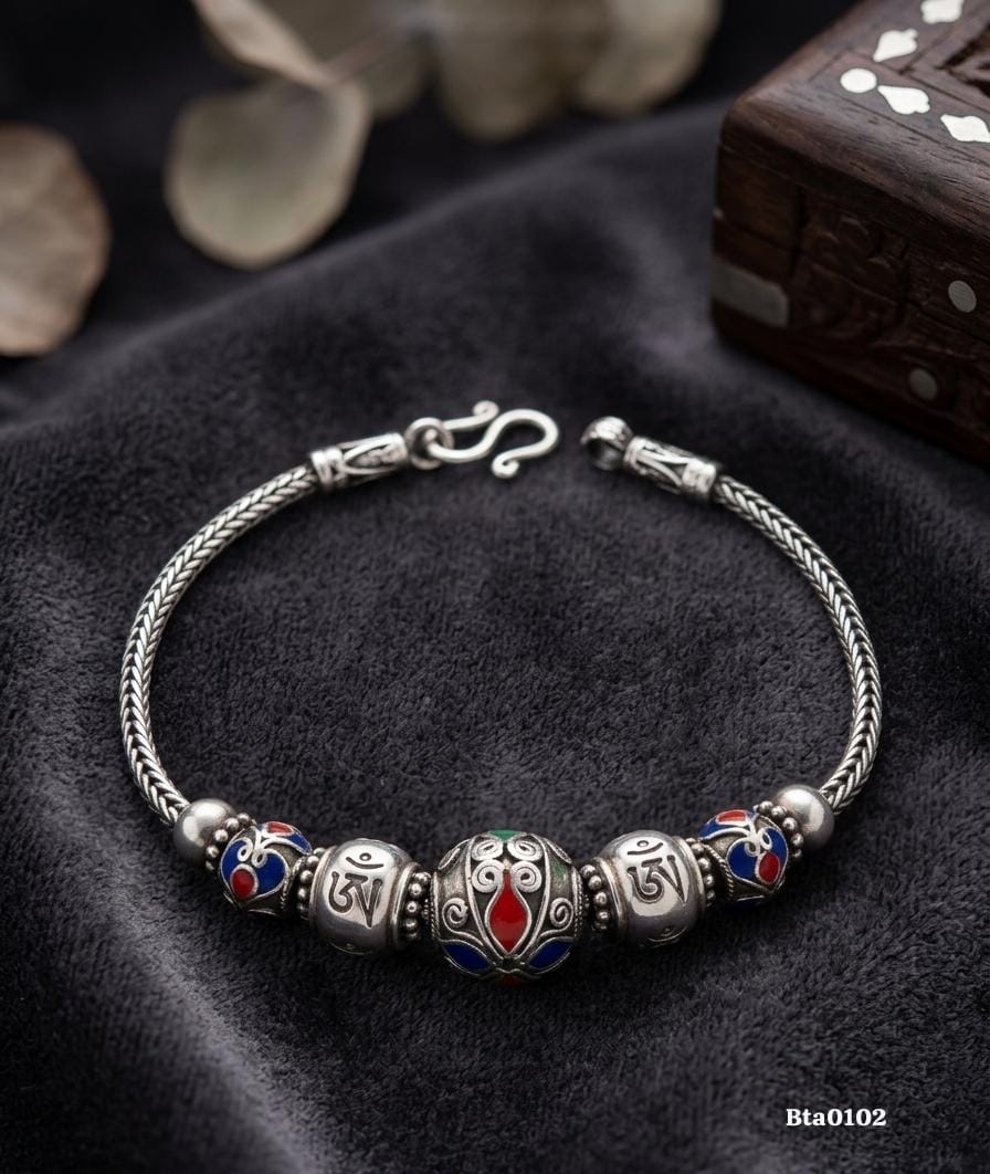 Sterling Silver Enamel Bead Bracelet