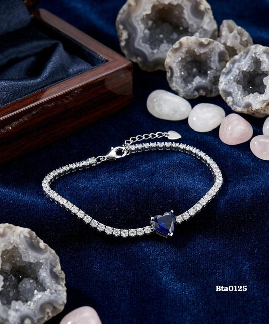 Blue Heart Tennis Bracelet