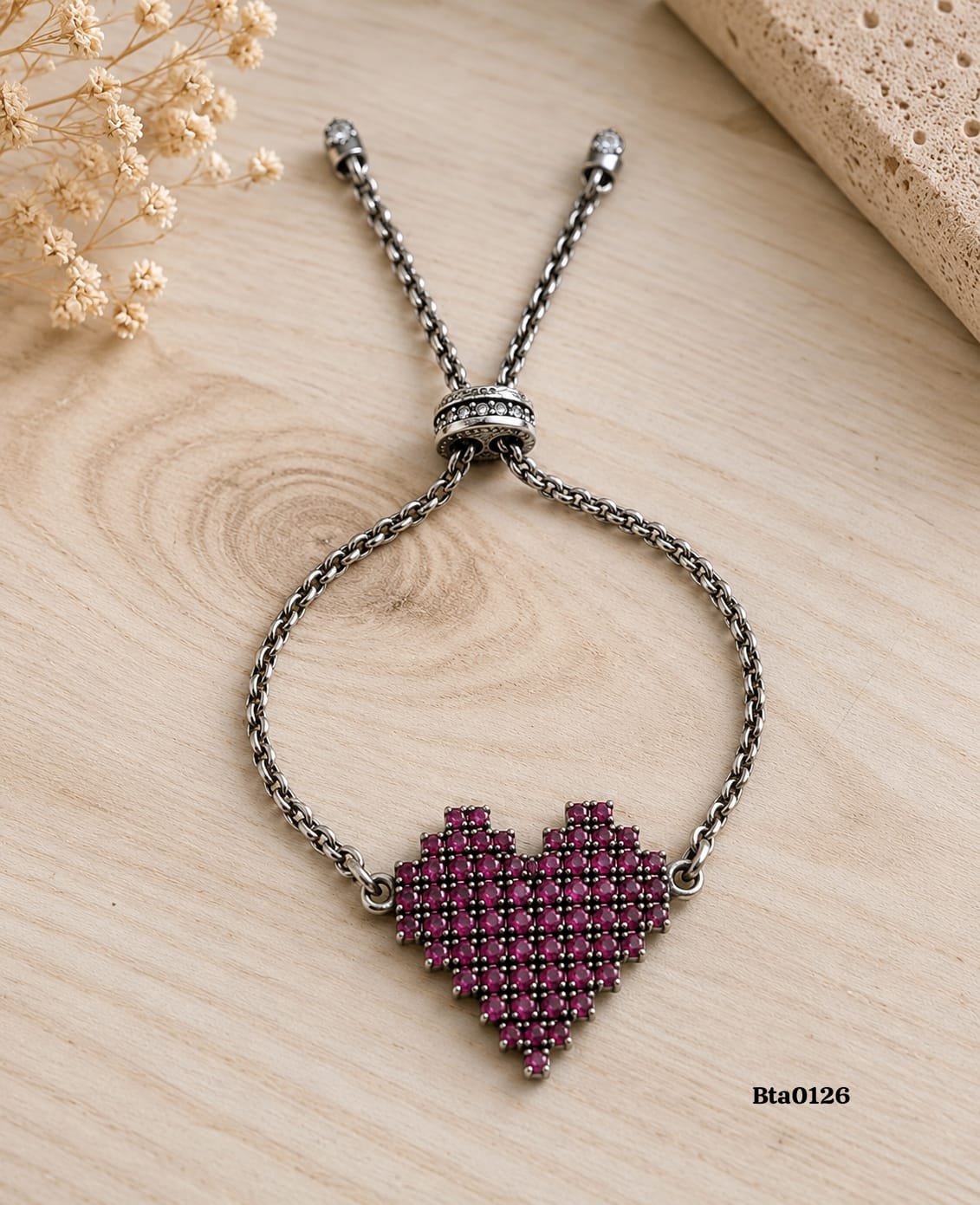 Heart Charm Sliding Bracelet
