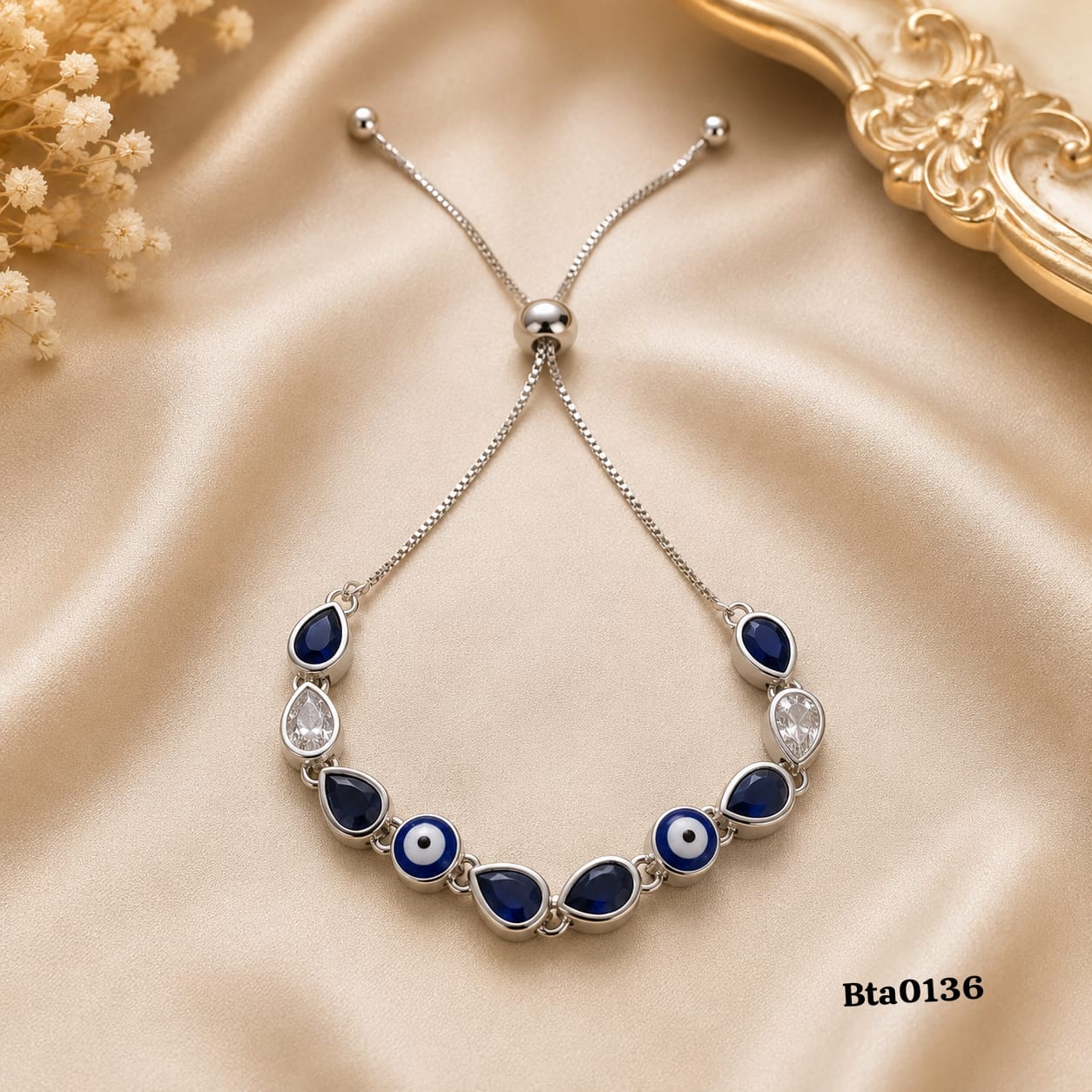 Teardrop Evil Eye Slider Bracelet